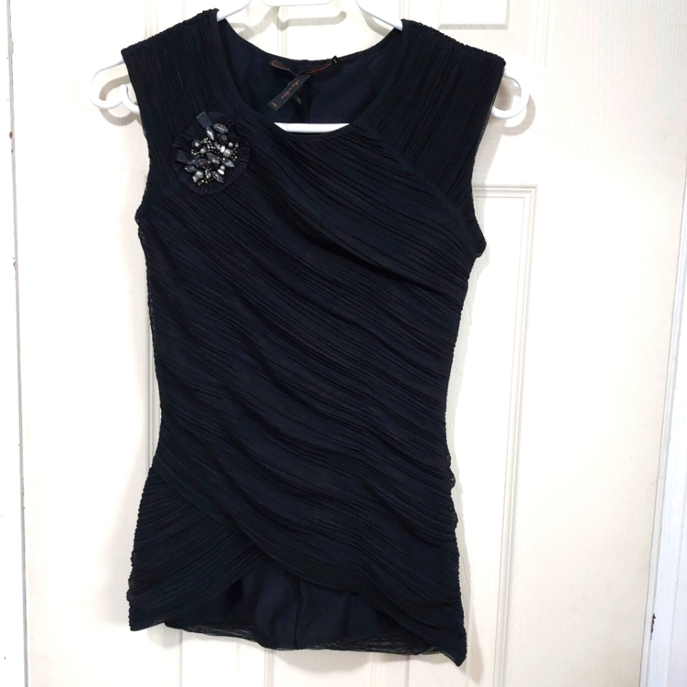BCBG Maxazria black, ruched top